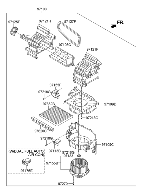 2021 Hyundai Santa Fe Motor Assembly-Blower Diagram for 97111-1R000