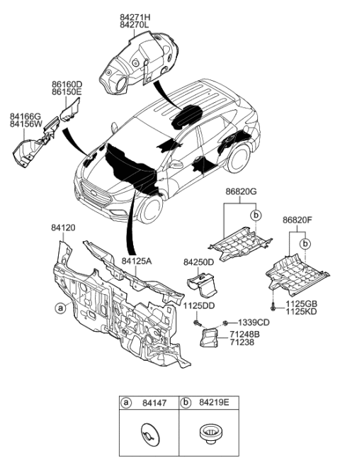 2021 Hyundai Santa Fe Iso Pad Assembly-Cowl Inner Lower Panel Diagram for 84125-2S050