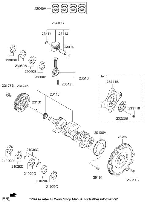 2021 Hyundai Santa Fe Bearing Pair Set-Crank shaft Diagram for 21020-2E020