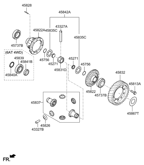 2014 Hyundai Tucson Cup-Differential Case Diagram for 45822-3B600