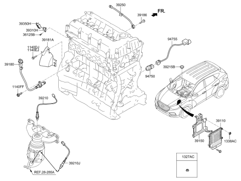 2021 Hyundai Santa Fe Extension Wire-Oil Pressure Sensor Diagram for 94750-2G700