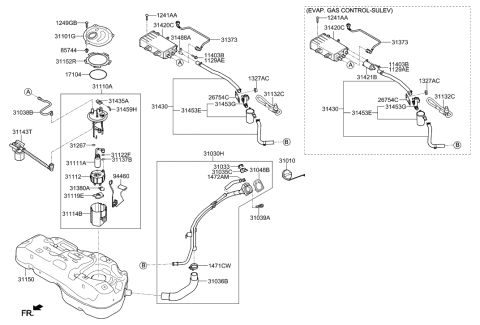2021 Hyundai Santa Fe Packing-Fuel Filler Neck Diagram for 31048-0X000