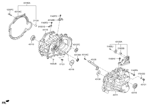 2014 Hyundai Tucson Housing-Clutch Diagram for 43115-3D001