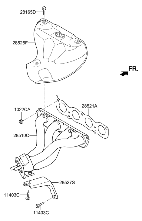 2014 Hyundai Tucson Exhaust Manifold Catalytic Assembly Diagram for 28510-2G580