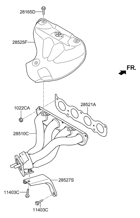 2014 Hyundai Tucson Protector-Heat Upper Diagram for 28525-2E010