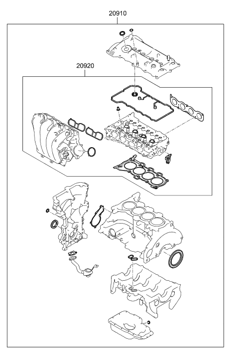 2021 Hyundai Santa Fe Gasket Kit-Engine Overhaul Upper Diagram for 20920-2GQ00