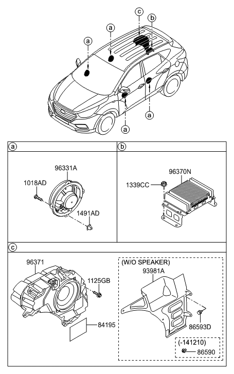 2021 Hyundai Santa Fe Extension Amp Assembly Diagram for 96370-2S600