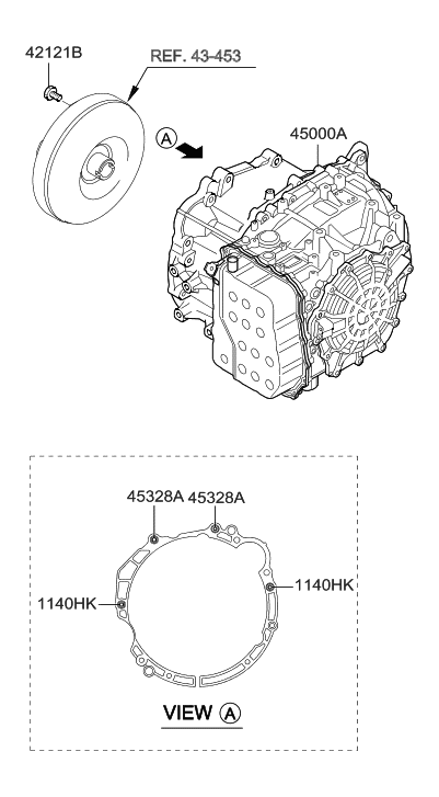 2014 Hyundai Tucson Ata & Torque Converter Assembly Diagram for 45000-3BPB4