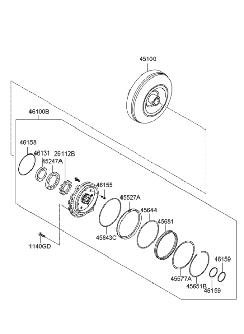 2014 Hyundai Tucson Set-Oil Pump Assembly Diagram for 46100-3B670