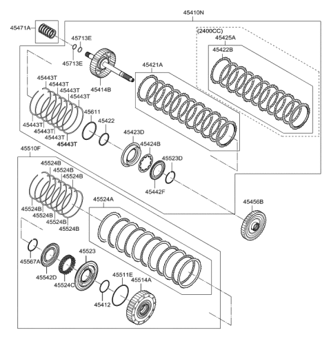 2014 Hyundai Tucson Hub Assembly-35R,26B Diagram for 45456-3B600