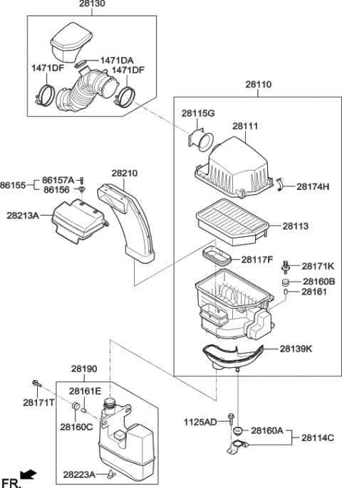 2021 Hyundai Santa Fe Insulator-Air Cleaner Body Diagram for 28160-2G000