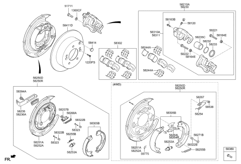 2014 Hyundai Tucson Brake Assembly-Rear Wheel,RH Diagram for 58230-2S100