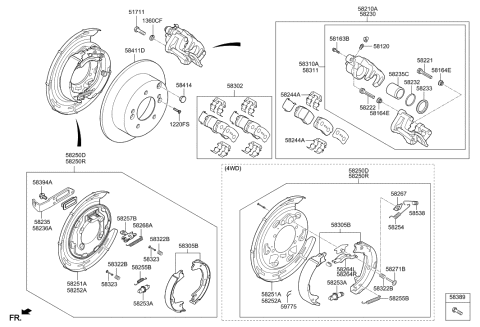 2021 Hyundai Santa Fe Brake Assembly-Rear Wheel,LH Diagram for 58210-2S100