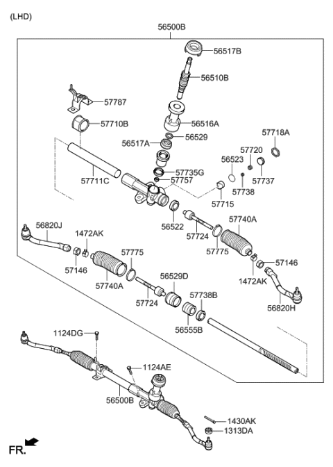 2014 Hyundai Tucson Pinion Assembly-Steering Gear Box Diagram for 56511-2S010