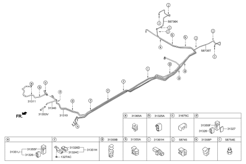 2014 Hyundai Tucson Clamp-Fuel Tube Diagram for 31327-3W000-A