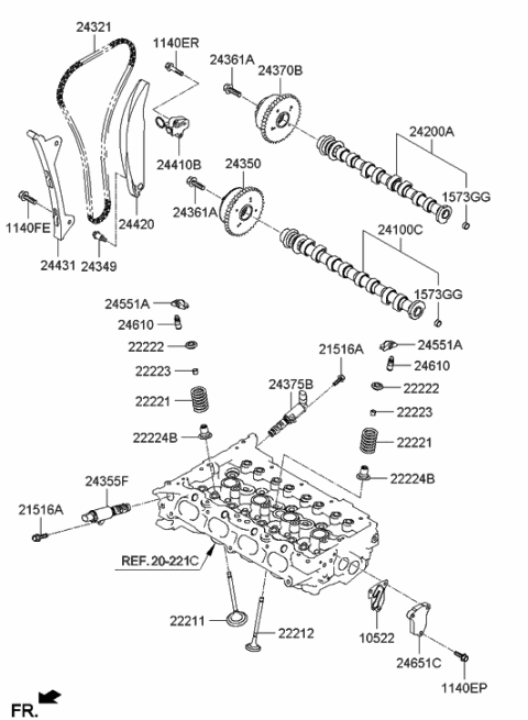 2014 Hyundai Tucson Camshaft & Valve Diagram 1