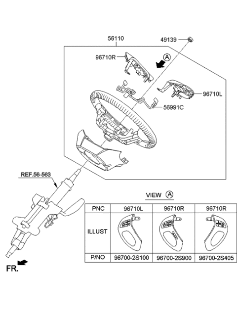 2021 Hyundai Santa Fe Steering Remote Control Switch Assembly, Right Diagram for 96700-2S410-TAP