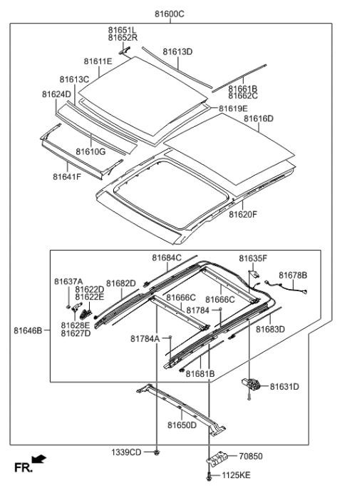 2014 Hyundai Tucson Deflector Assembly-Panoramaroof Diagram for 81641-2S000