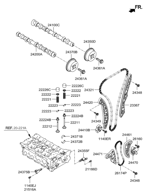 2014 Hyundai Tucson Camshaft Assembly-Exhaust Diagram for 24200-2G750