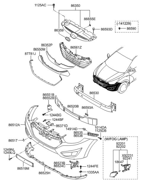 2014 Hyundai Tucson Front Bumper Diagram