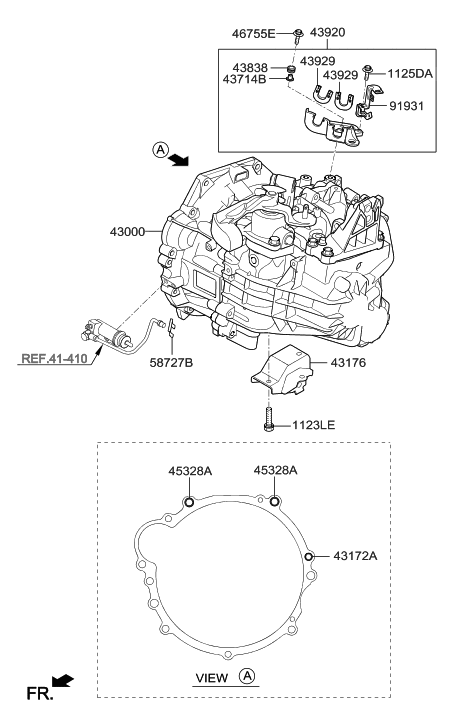 2014 Hyundai Tucson Bracket Assembly-Shift Control Cable Diagram for 43920-3D010