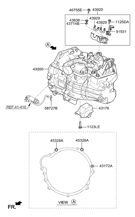 2021 Hyundai Santa Fe Bracket-Roll Support,Rear Diagram for 43176-3D070
