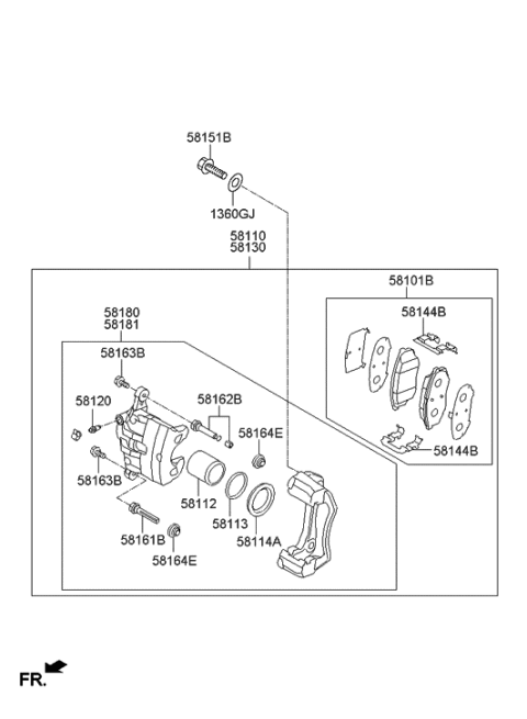 2014 Hyundai Tucson Front Wheel Brake Diagram