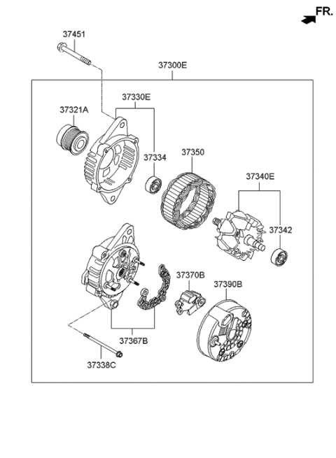 2021 Hyundai Santa Fe Alternator Assembly Diagram for 37300-2E300