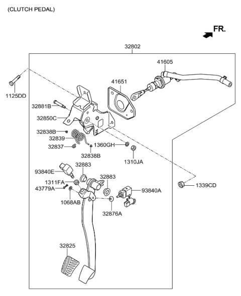 2014 Hyundai Tucson Pedal Assembly-Clutch Diagram for 32802-2S105