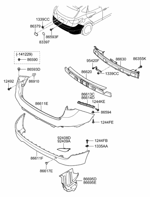 2014 Hyundai Tucson Cap-Rear Hook Diagram for 86617-2S000