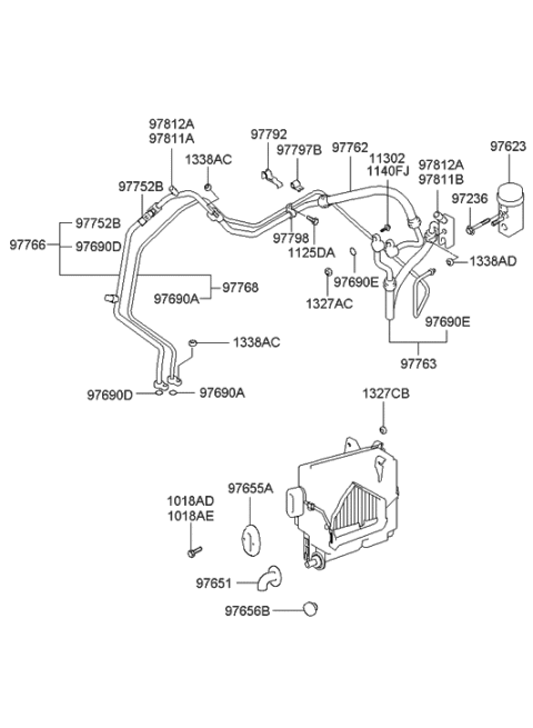 2002 Hyundai Accent Air conditioning System-Cooler Line Diagram 1