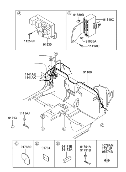 1999 Hyundai Accent Wiring Assembly-Main Diagram for 91100-25240