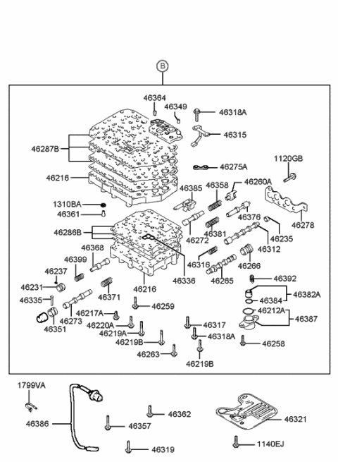 2005 Hyundai Accent Old Body Style Transmission Valve Body Diagram 2