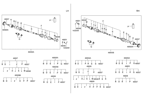 2002 Hyundai Accent Joint Assembly-Constant Velocity R Diagram for 49500-25312