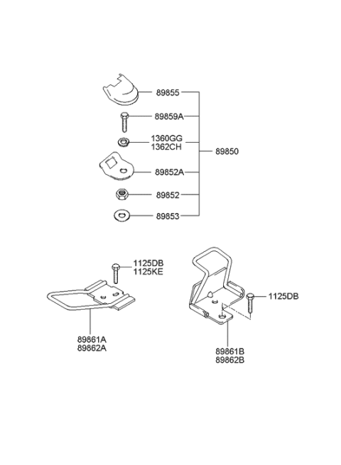2004 Hyundai Accent Spacer-Child Rest Hook Holder Diagram for 89899-3D100