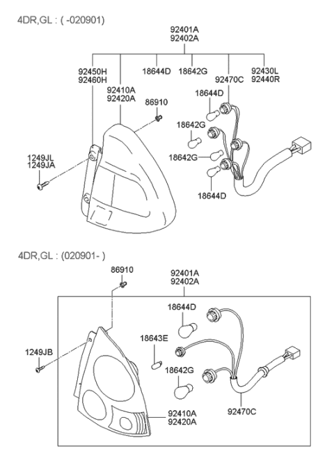 2000 Hyundai Accent Bulb Diagram for 18643-17044-N