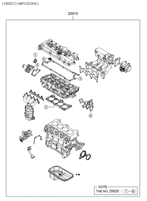 2006 Hyundai Accent Old Body Style Engine Gasket Kit Diagram 2