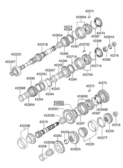 1999 Hyundai Accent Gear Assembly-2ND Speed Diagram for 43270-22740