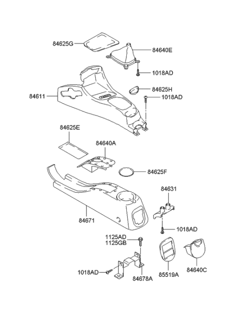 2000 Hyundai Accent Floor Console Diagram