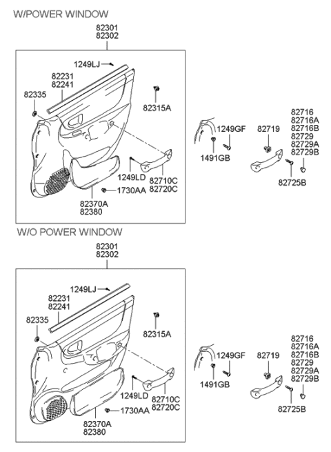 2002 Hyundai Accent Front Door Trim Diagram