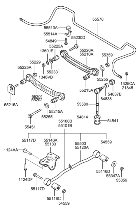 2008 Hyundai Genesis Coupe Bush-Trailing Arm Diagram for 55116-25000