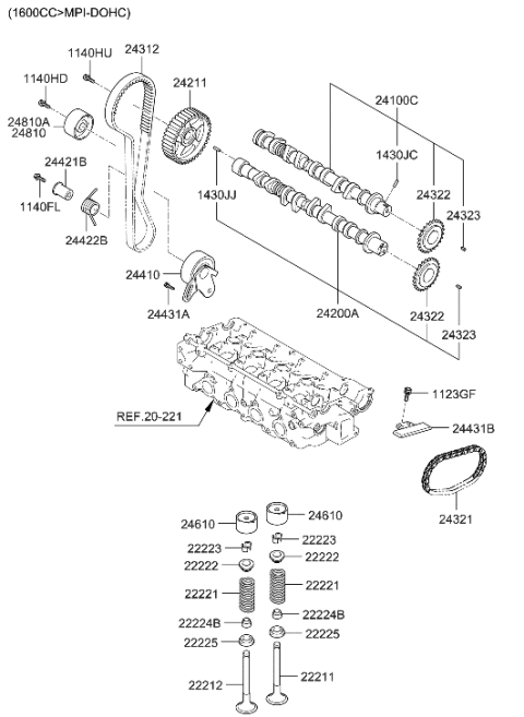 1999 Hyundai Accent New Body Style Camshaft & Valve Diagram 2