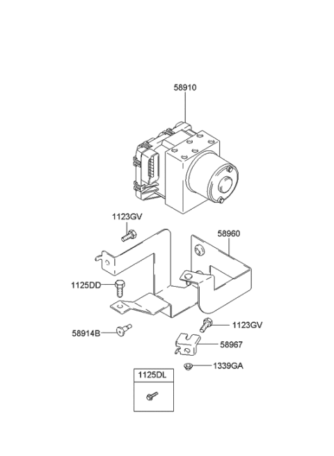 2000 Hyundai Accent Hydraulic Module Diagram for 58910-25402