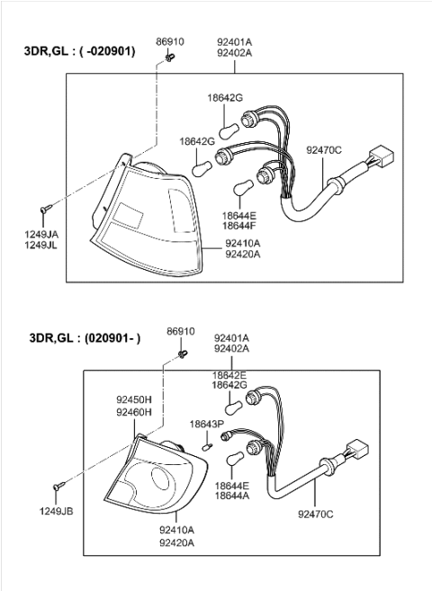 2000 Hyundai Accent Bracket-Lamp Mounting,RH Diagram for 92460-25000