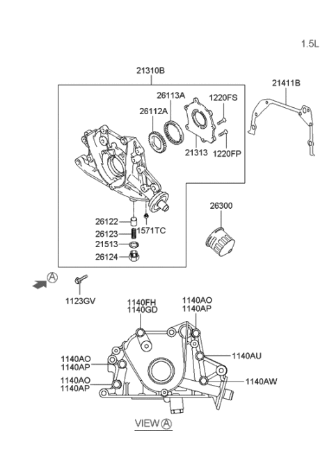 2002 Hyundai Accent Case Assembly-Front Diagram for 21310-22650