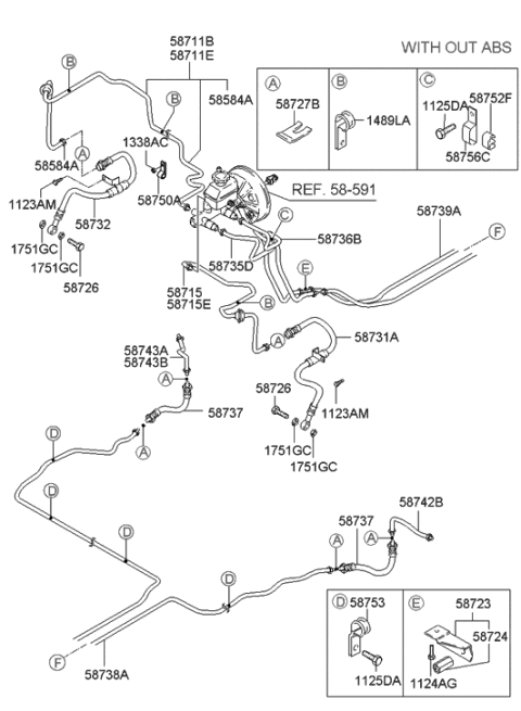 2006 Hyundai Accent Old Body Style Brake Fluid Line Diagram 1