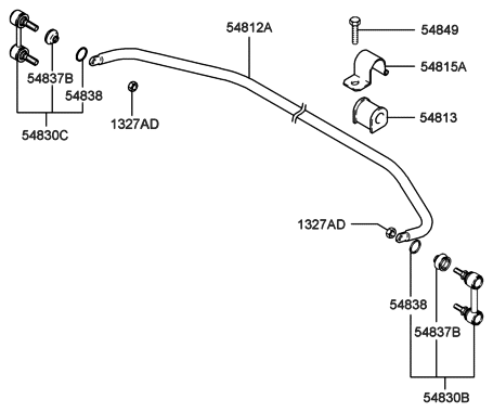 2003 Hyundai Accent Bar-Front Stabilizer Diagram for 54812-25000