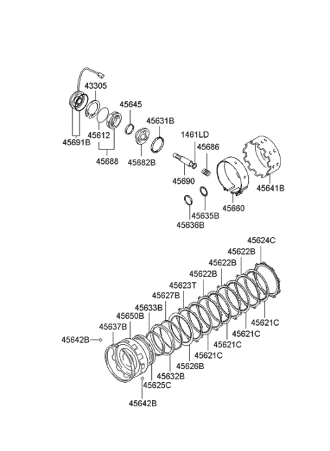 2006 Hyundai Accent Band Assembly-Kick Down Diagram for 45660-22500