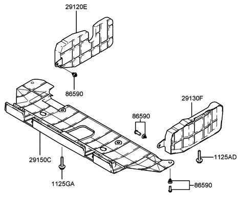 1999 Hyundai Accent Mud Gaurd Diagram