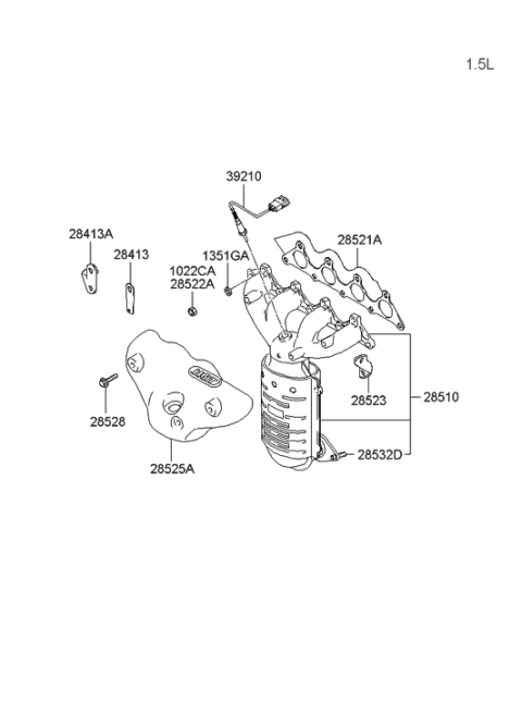 2006 Hyundai Accent Old Body Style Exhaust Manifold Diagram 1